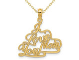 I Love You Mom Pendant Necklace in 14K Yellow Gold with Chain